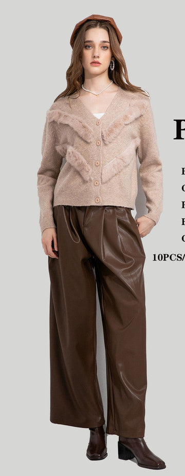 Women Cardigan Ladies Button Up Open Front Fur Knitted Girls Soft Feel Overlay