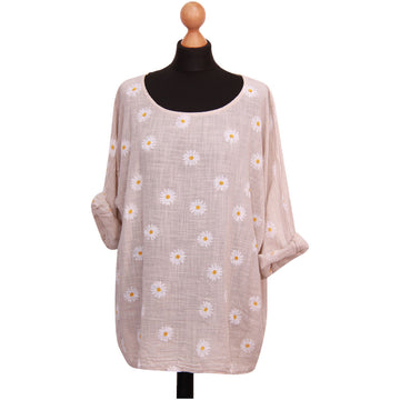 Italian Divine Daisy Delight Printed Plus Size Top