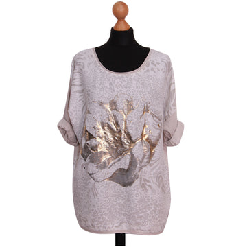 LADIES TOP WOMEN PRINTED FOIL ANIMAL LEOPARD T SHIRT