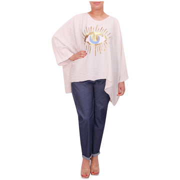 Ladies Italian Top Women Evil Eye Shirt Summer Girls Casual Blouse