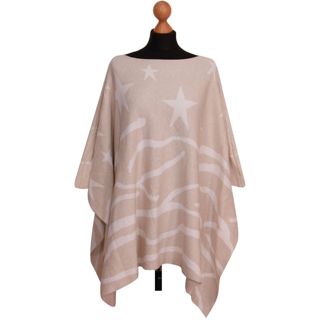 Women Poncho Ladies Star Stripe Winter Shawl High Quality Soft Knit Overlay