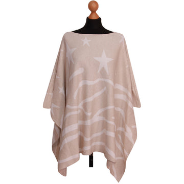 Women Poncho Ladies Star Stripe Winter Shawl High Quality Soft Knit Overlay