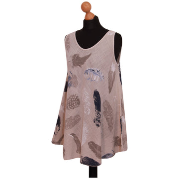 ladies vest women printed feather top V-neck
