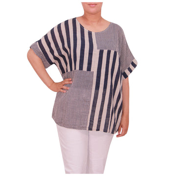 Italian Ladies Stripe Print Cotton Top