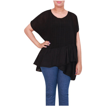 Ladies Italian Top Women Frill Top Step Hem Quirky Cotton Tunic Top