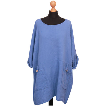 Women Italian Top Bubble Cotton Plus Size Top