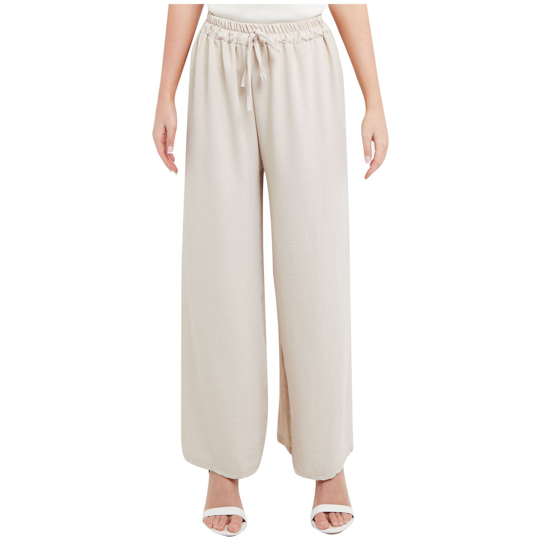 Ladies Plain Palazzo Women Elastic Waist Trouser Wide Leg Bottom Pants