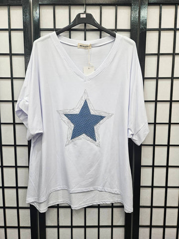 Italian V Neck Star Top - 4823