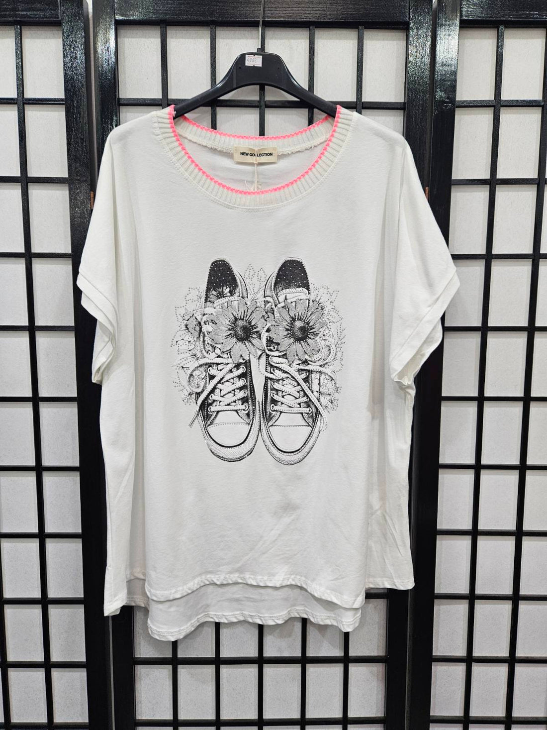 Italian Diamante Shoe Print Top- 4962