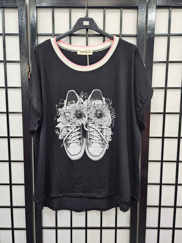 Italian Diamante Shoe Print Top- 4962