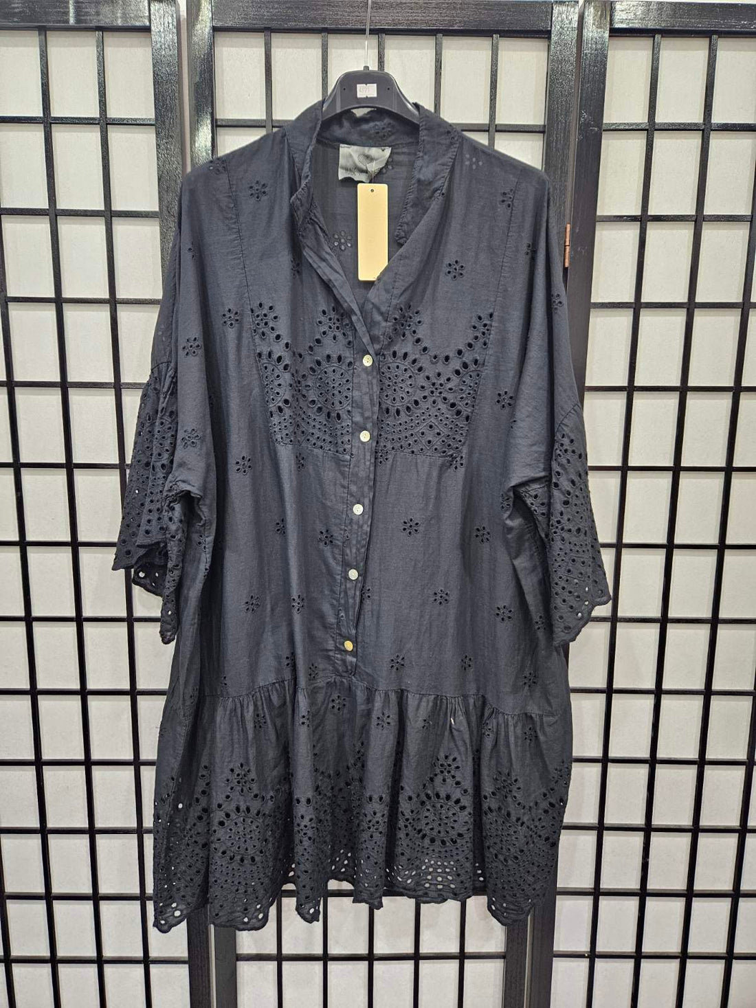 Italian Broderie Anglaise Button Front Dress - 4971