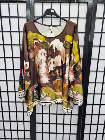 Italian Printed Satin Top - 5235