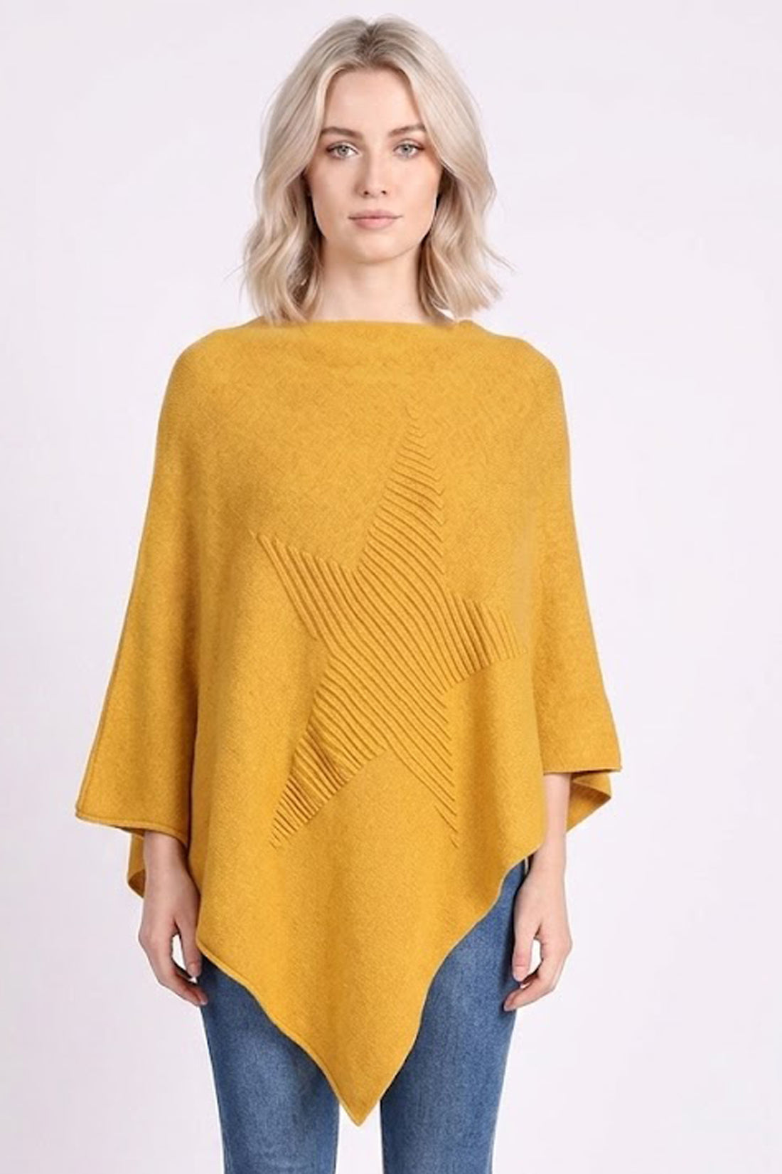 Star Pattern Knit Oversized Poncho