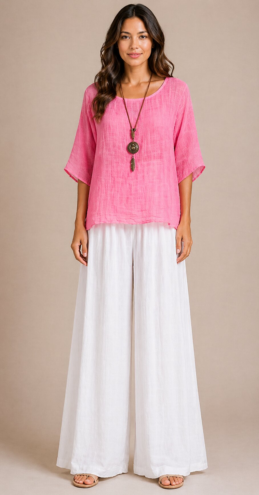 Plain Oversized Cotton Necklace Tunic Top