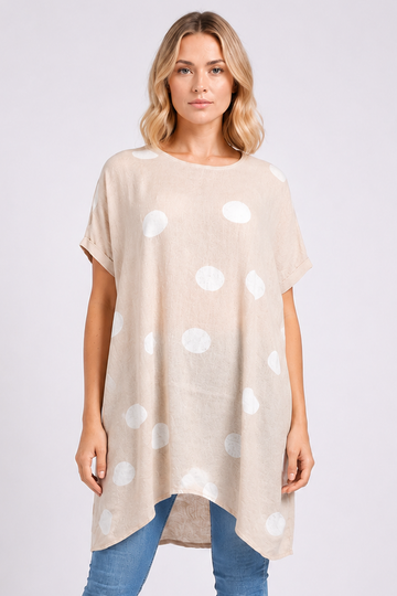 Polka Dot Oversized Pocket Detail Top