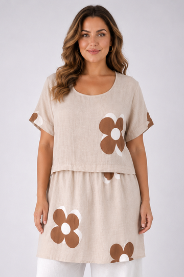 Floral Print Layered Tunic Top