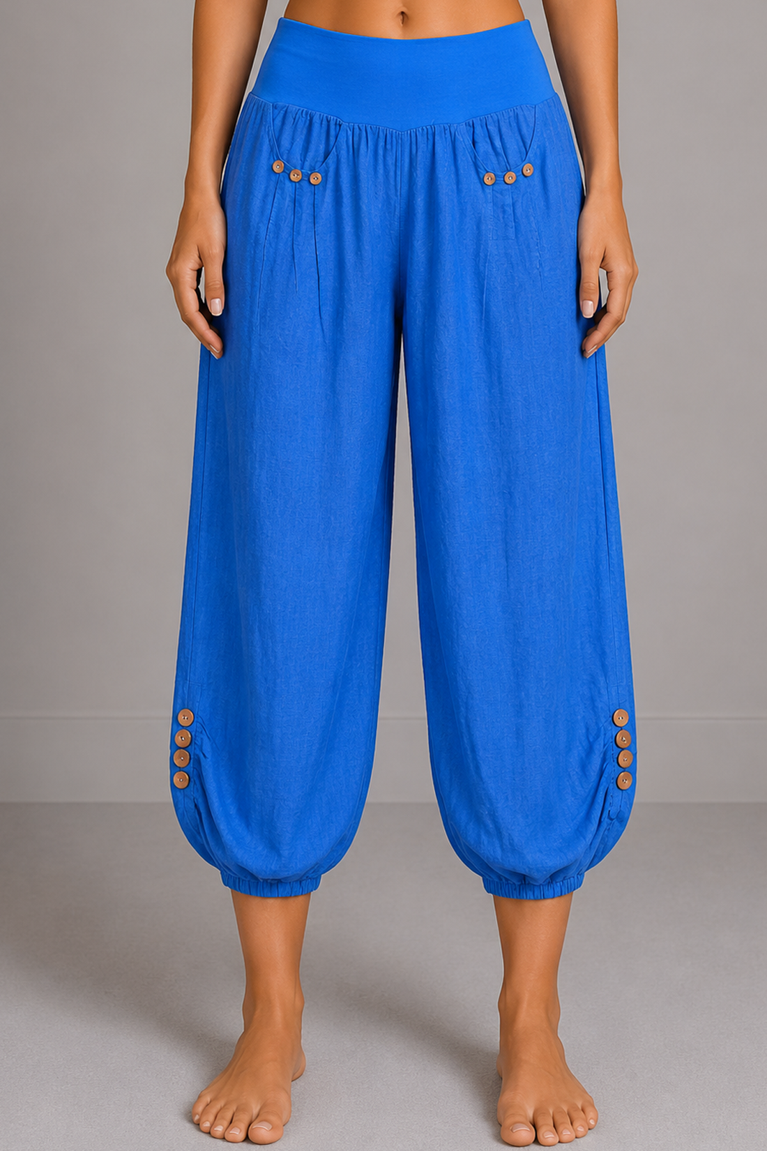 Plan Hem Button Detail Harem Trousers