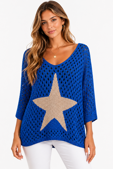 Crochet Star Knit Oversized Top