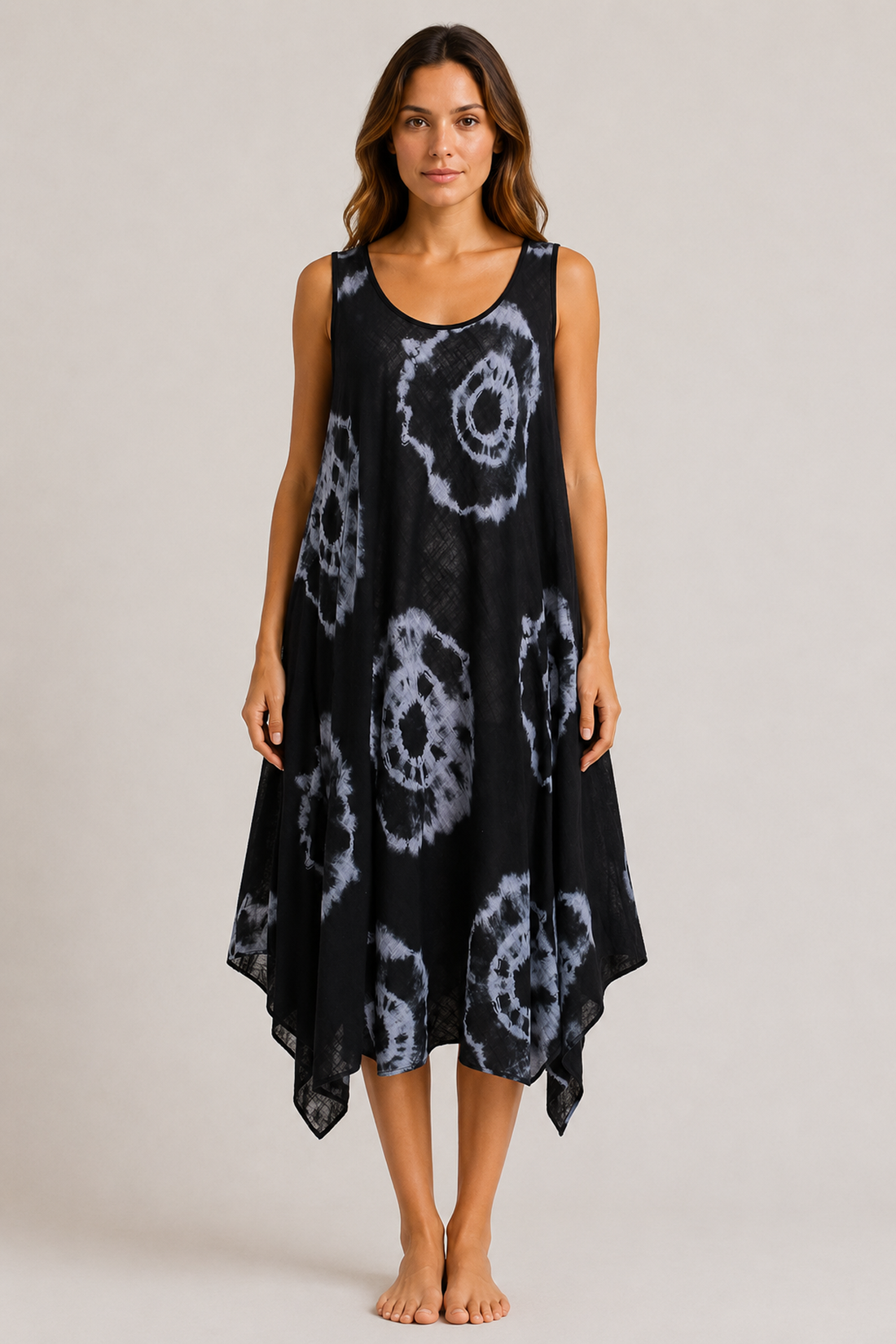 Tie Dye Sleeveless Swing Dress