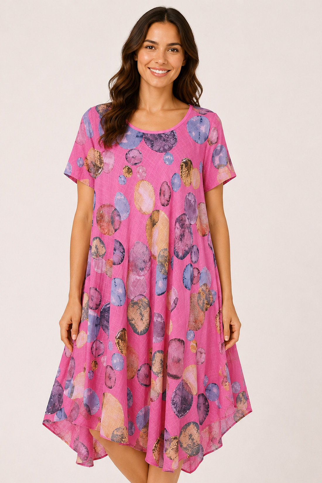 Circle Print Hanky Hem Dress