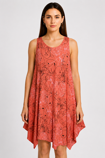 Floral Print Sleeveless Swing Dress