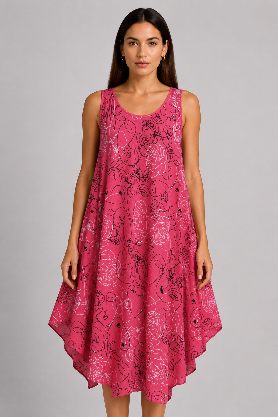 Floral Print Sleeveless Swing Dress