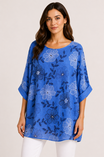 Floral Print Oversized Tunic Top
