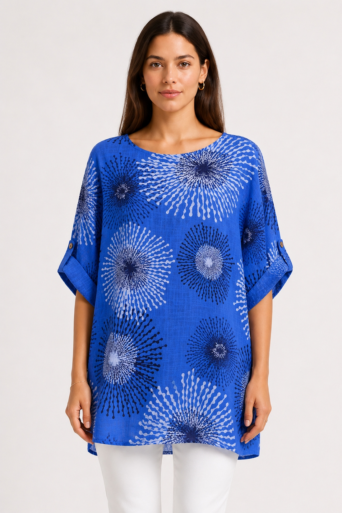Abstract Burst Print Oversized Tunic Top