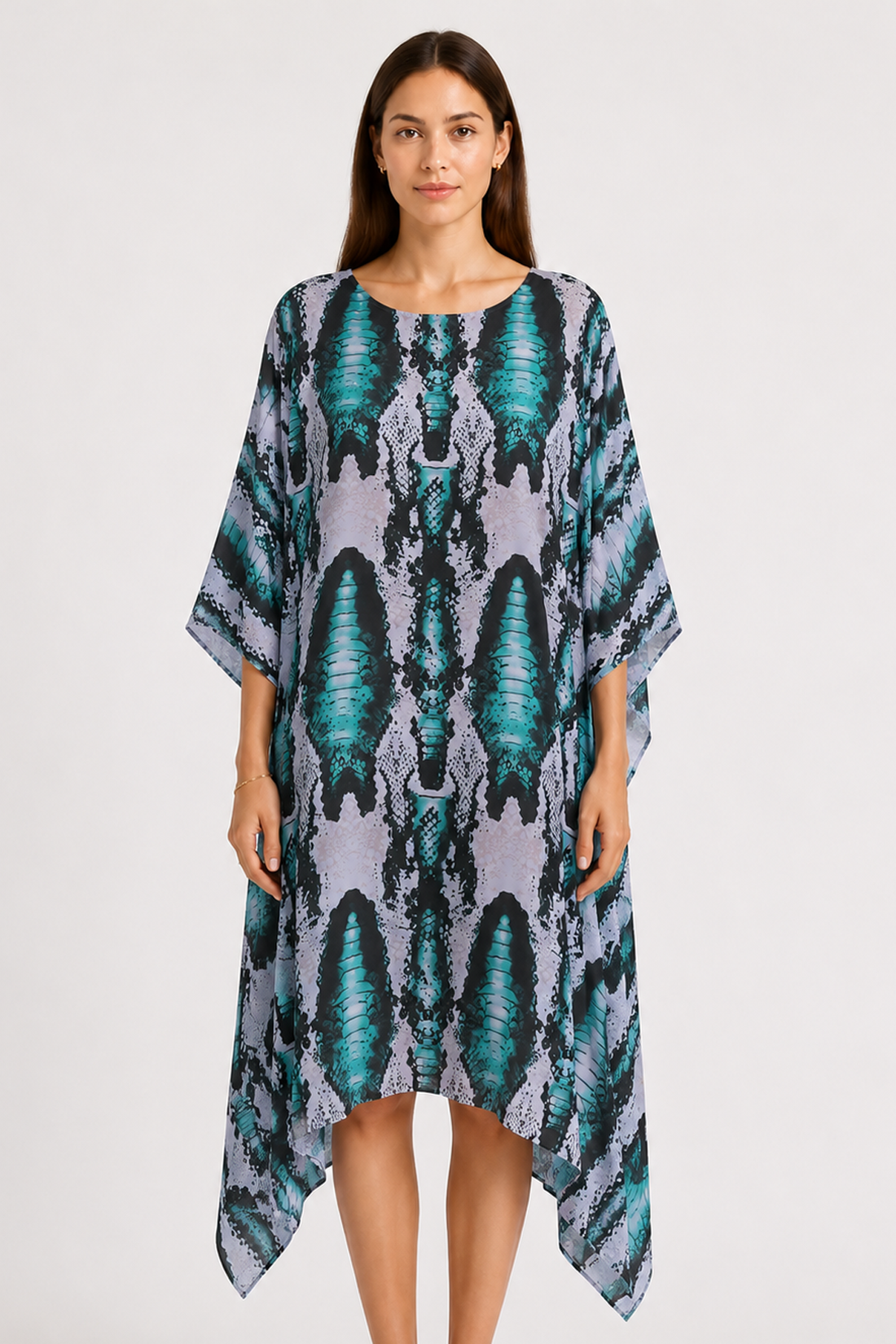 Snake Print Hanky Hem Oversized Dress