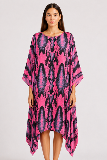 Snake Print Hanky Hem Oversized Dress