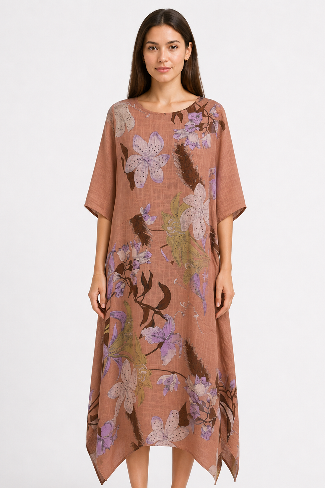 Floral Print Oversized Hanky Hem Dress
