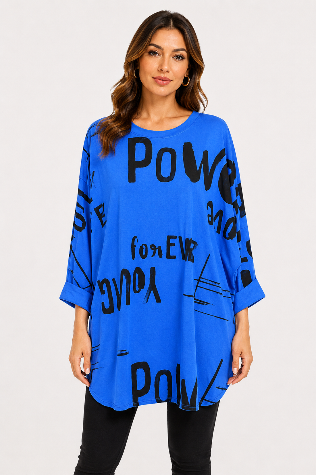 Graffiti Print Oversized Tunic Top
