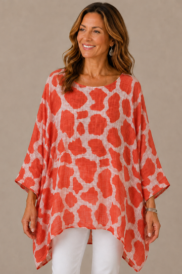 Giraffe Print Oversized Tunic Top
