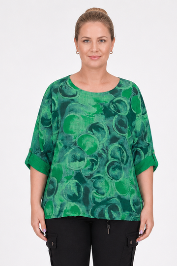 Abstract Circle Print Oversized Tunic Top