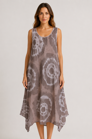 Tie Dye Sleeveless Swing Dress