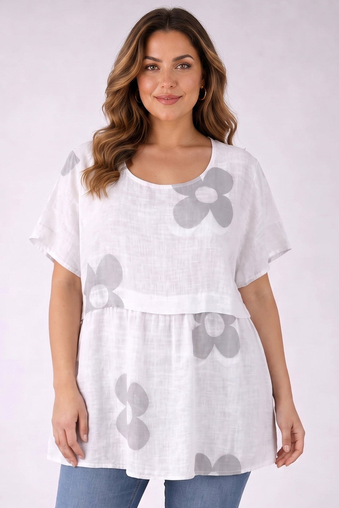 Floral Print Layered Tunic Top