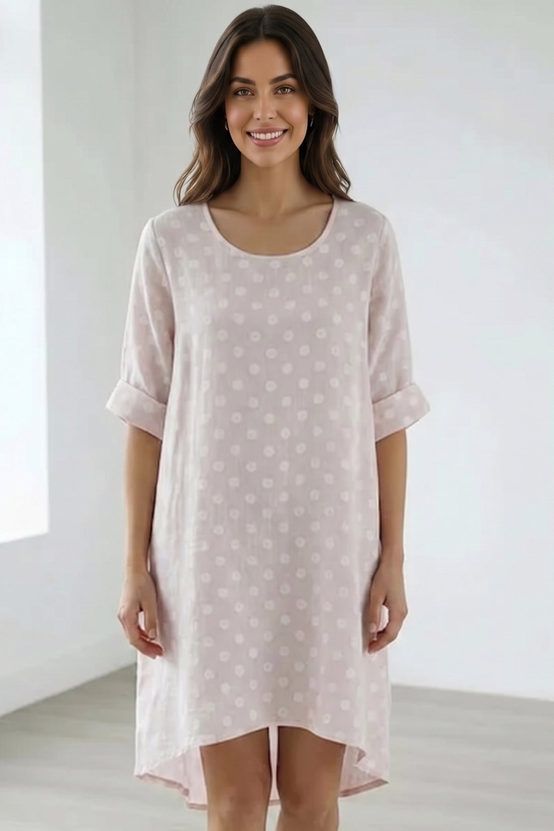 Polka Dot Side Pockets Hi Low Oversized Dress