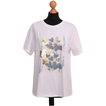 LADIES T SHIRT LEOPARD HEART PRINT WOMEN ITALIAN PRINTED TOP