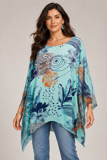 Tent Floral Elegance Plus Size Printed Top