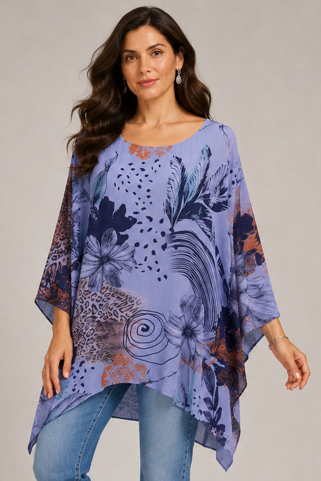 Tent Floral Elegance Plus Size Printed Top