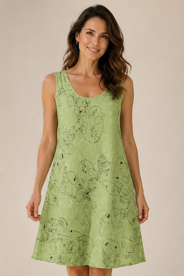Abstract Print Sleeveless Swing Dress