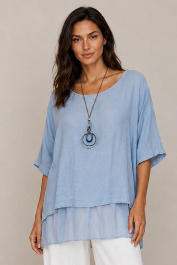 Plain Layered Necklace Tunic Top