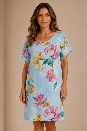 Floral Print Cutwork pattern Dress