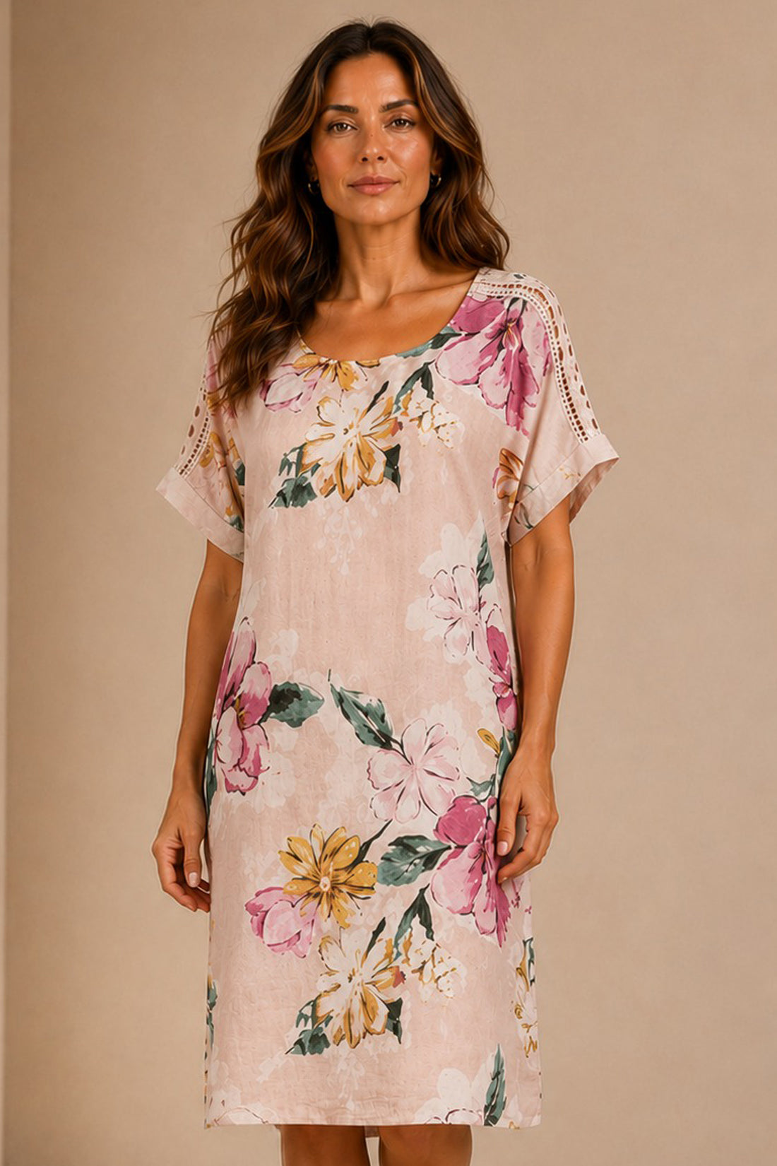 Floral Print Cutwork pattern Dress