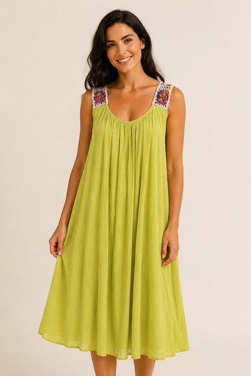 Crochet Strap Swing Maxi Dress