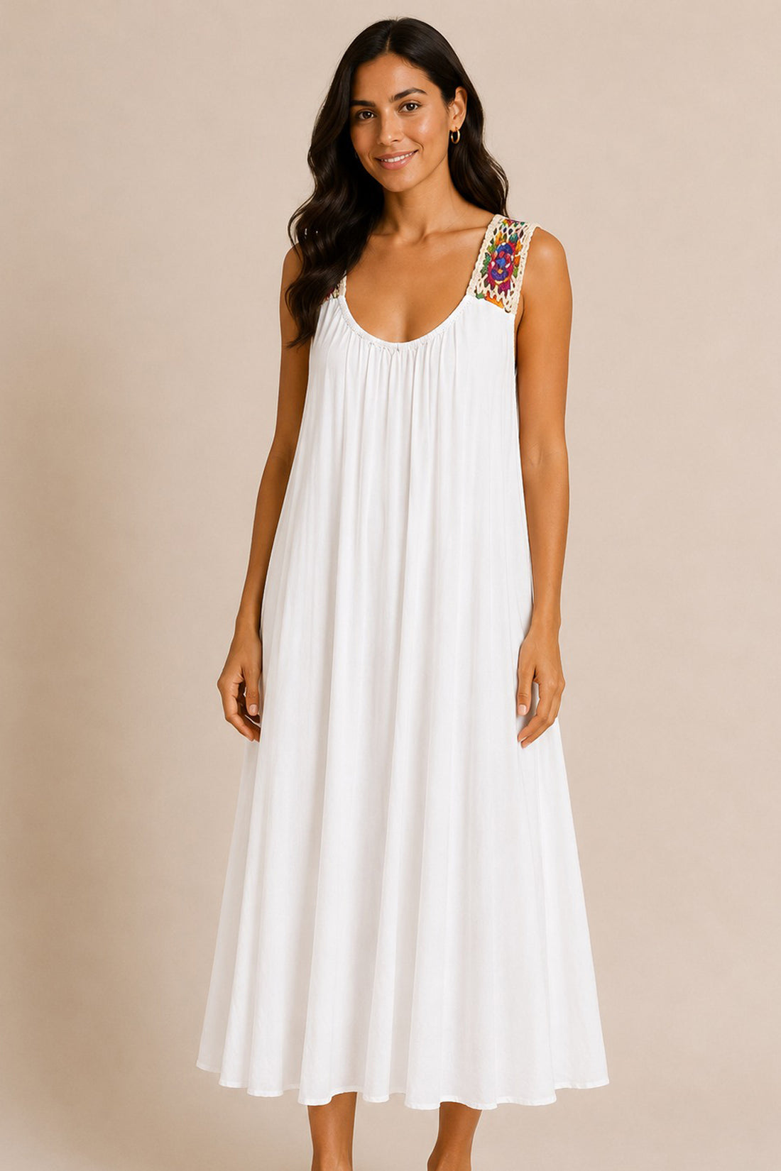 Crochet Strap Swing Maxi Dress