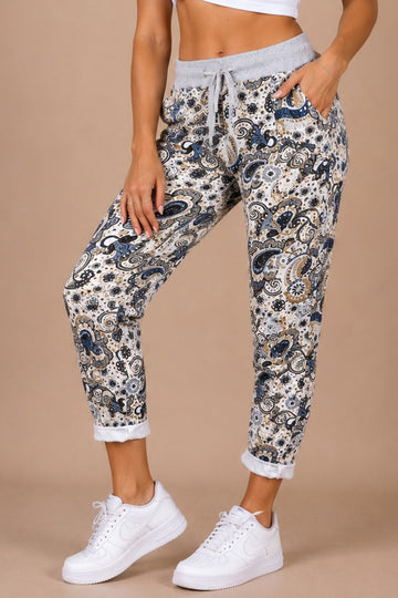 Paisley Print Drawstring Waist Trousers