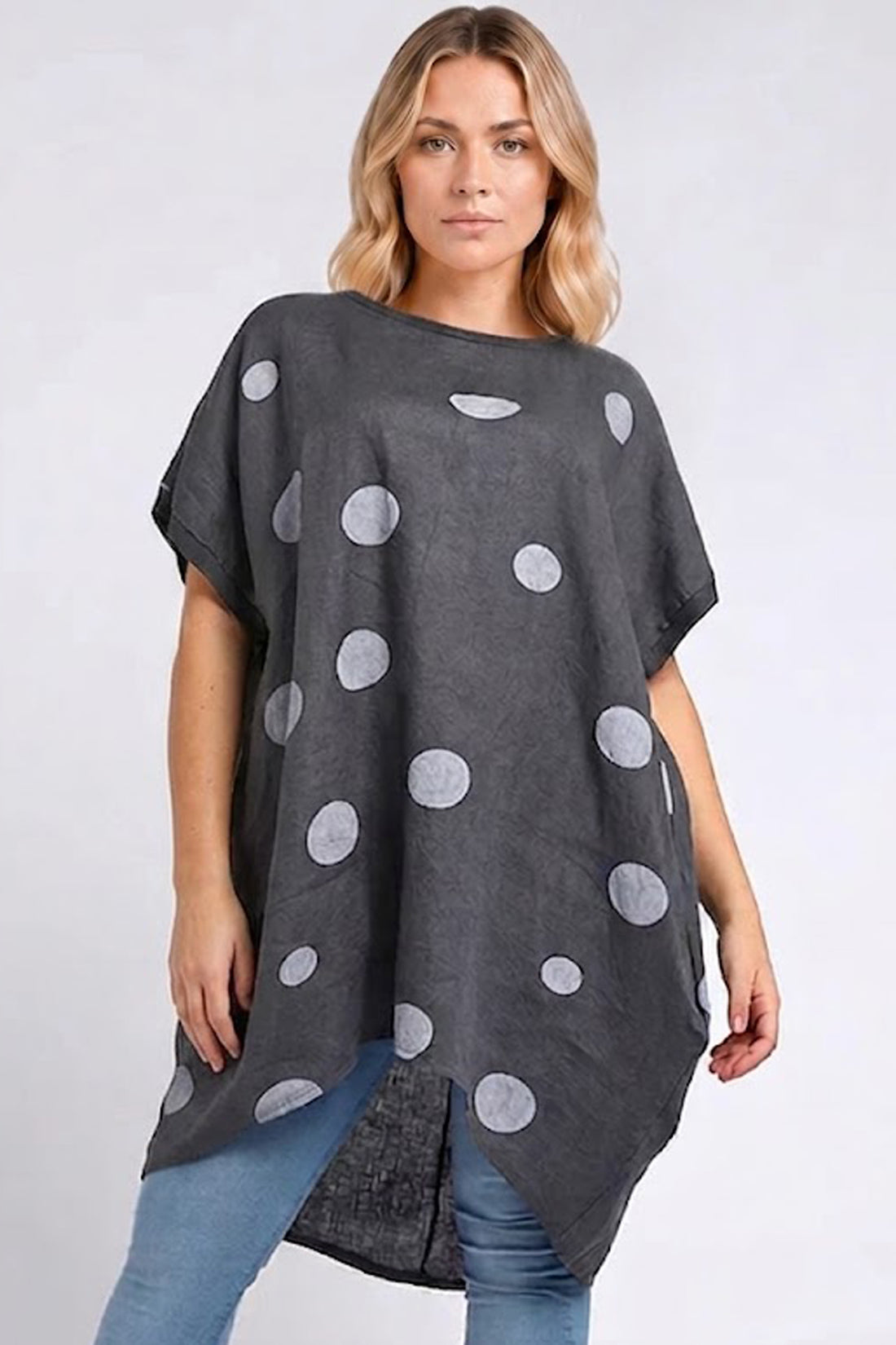 Polka Dot Oversized Pocket Detail Top